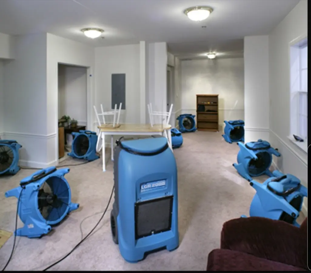 Air movers and dehumidifier setup for Water Extraction & Removal in Orem